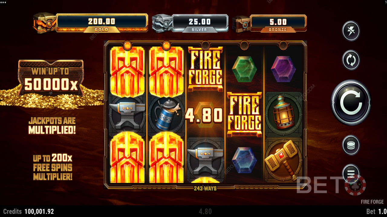Khe Fire Forge với số tiền thắng cược tối đa là 50.000 lần của bạn