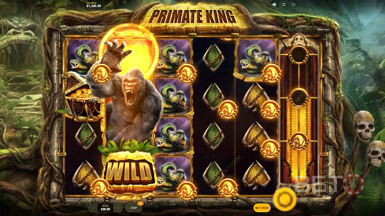 Primate King từ Red Tiger Gaming được tích hợp rất nhiều tính năng tiền thưởng tuyệt vời