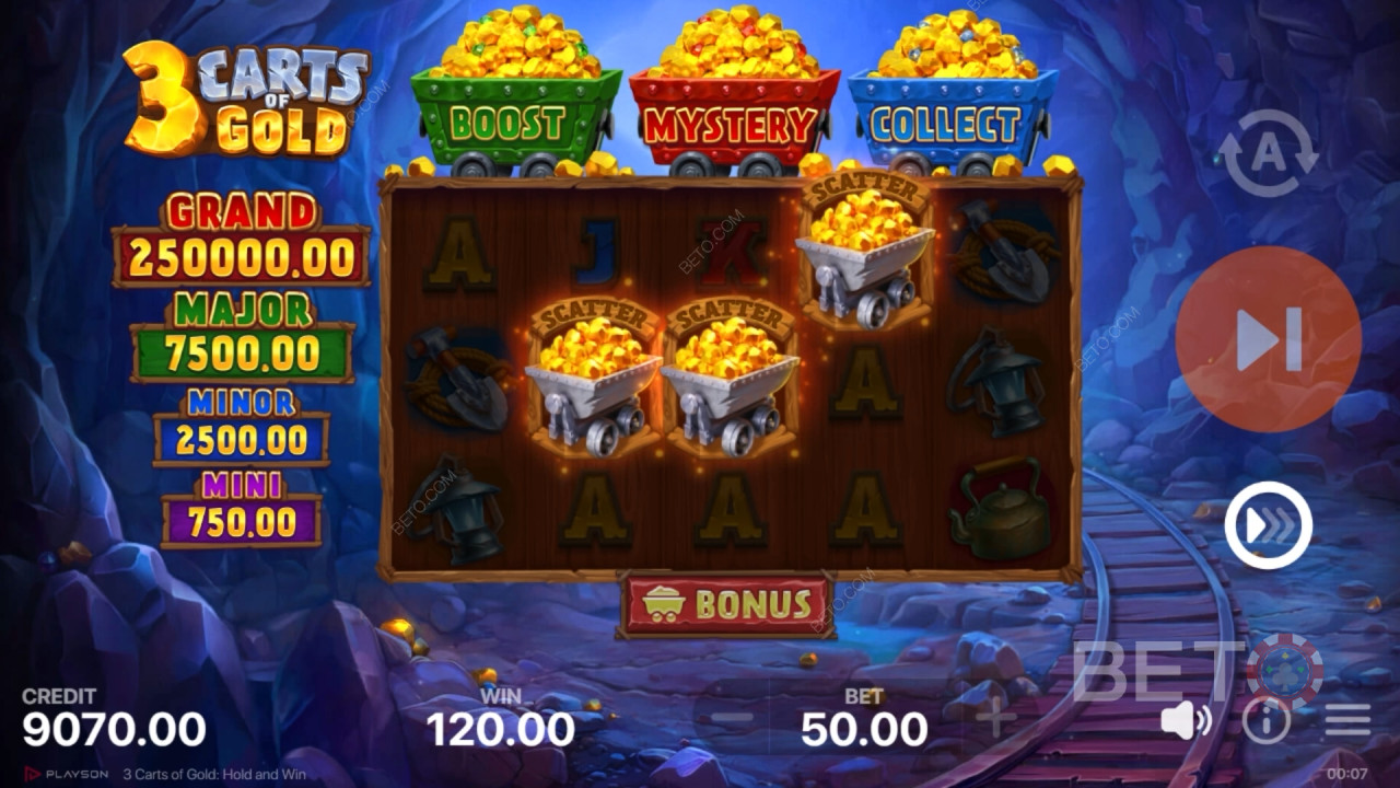 Đánh giá 3 Carts of Gold: Hold and Win của BETO Slots