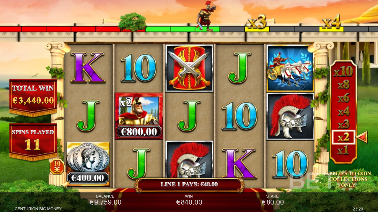 Thắng 2.500 lần tiền cược của bạn trong trò chơi Centurion Big Money!