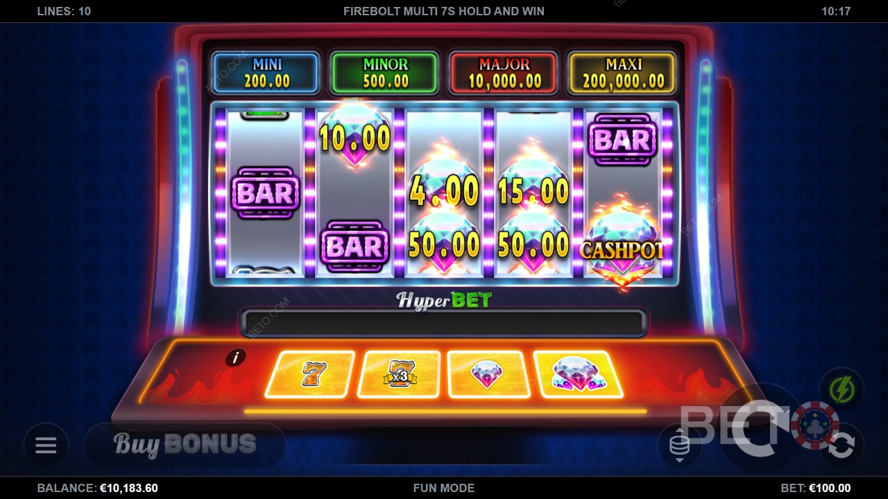 Đánh giá Firebolt Multi 7s Hold and Win của BETO Slots