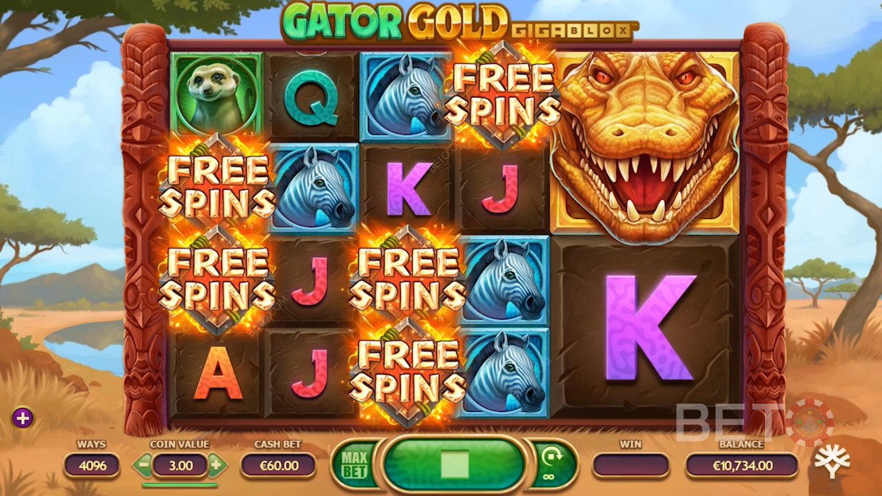 Gator Gold Gigablox - Gặp gỡ Golden Gator Alligator hấp dẫn với số tiền thắng cược cao tới x20.000!