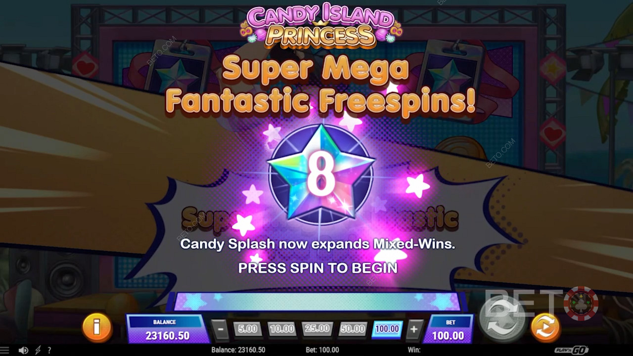 Vòng quay miễn phí hào nhoáng trong Candy Island Princess