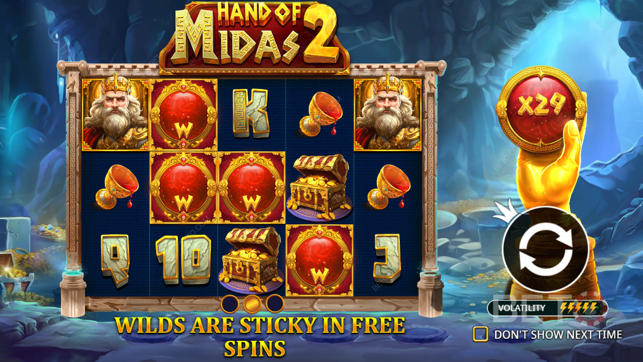 Giải thích các tính năng thưởng trong Hand of Midas 2 của Pragmatic Play