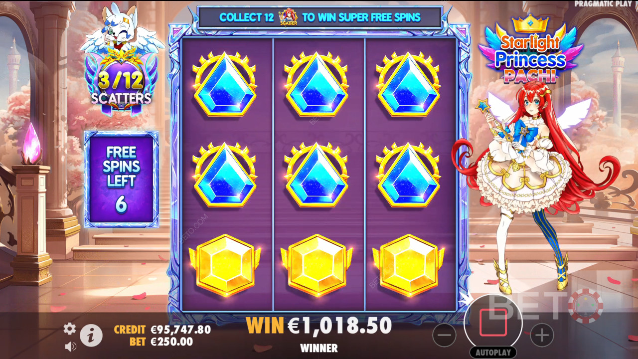 Giải thích về các tính năng thưởng trong Starlight Princess Pachi của Pragmatic Play