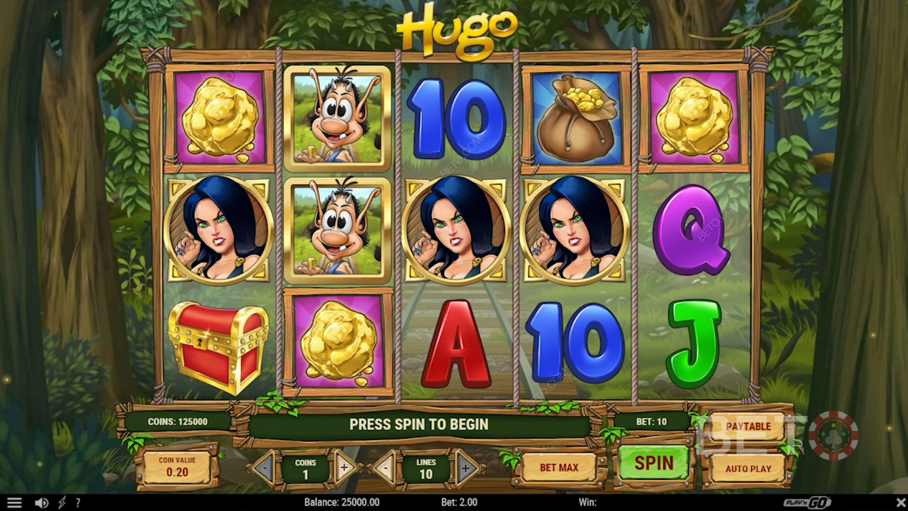 Biểu tượng vàng trong Máy đánh bạc Hugo!