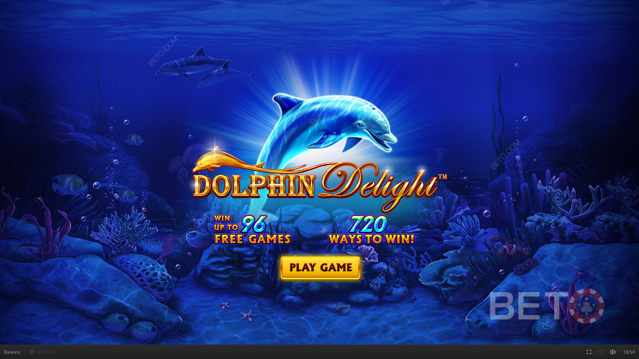 Một chú cá heo dễ thương chào đón bạn khi bạn khởi động Dolphin Delight
