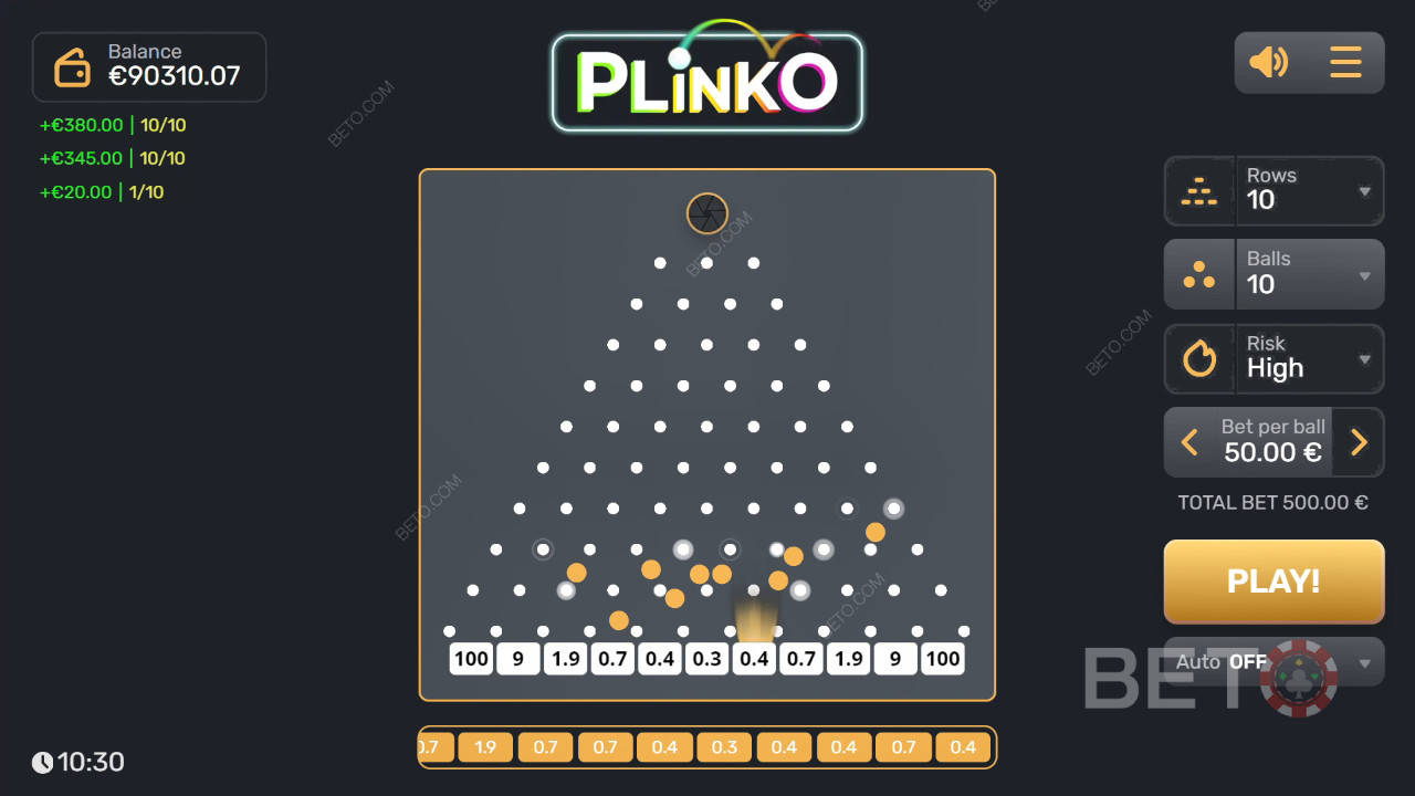 Thắng 3.200 lần tiền cược của bạn trong trò chơi Plinko Slot!