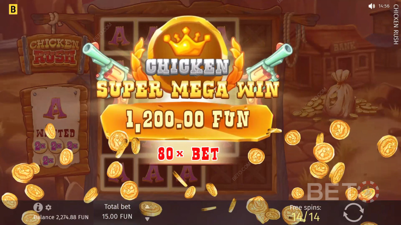 Thắng 5.000 lần tiền cược của bạn trong trò chơi quay số Chicken Rush!