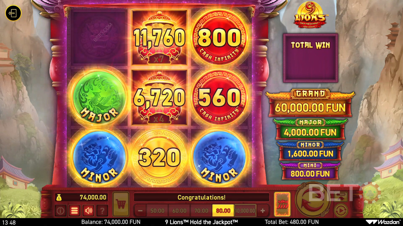 Đánh giá 9 Lions Hold the Jackpot của BETO Slots