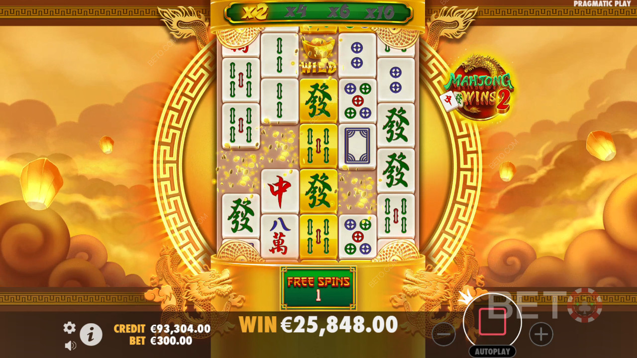 Giành chiến thắng gấp 100.000 lần tiền cược của bạn trong trò chơi slot video Mahjong Wins 2!