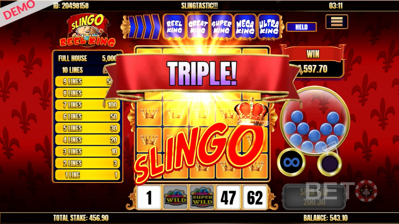 Triple Slingo trong slot Slingo Reel King