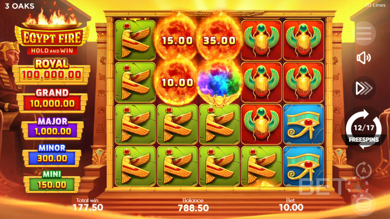 Giải thích về các tính năng thưởng trong Egypt Fire của 3 Oaks Gaming