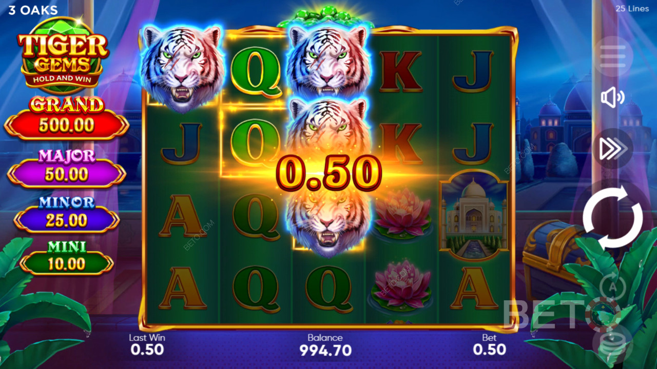 Thắng 1.560 lần tiền cược của bạn trong Máy đánh bạc Tiger Gems!