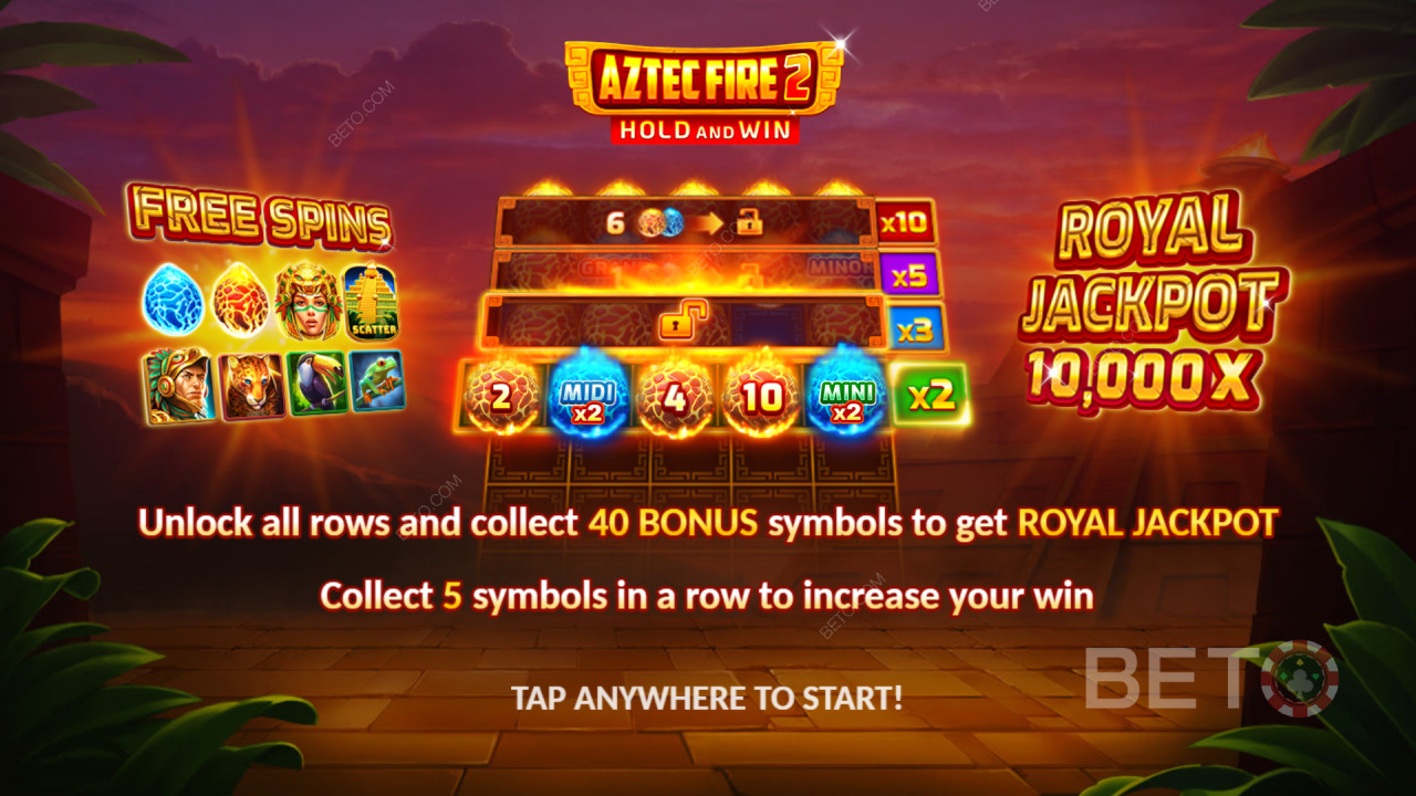 Giải thích về các tính năng thưởng trong Aztec Fire 2 của 3 Oaks Gaming