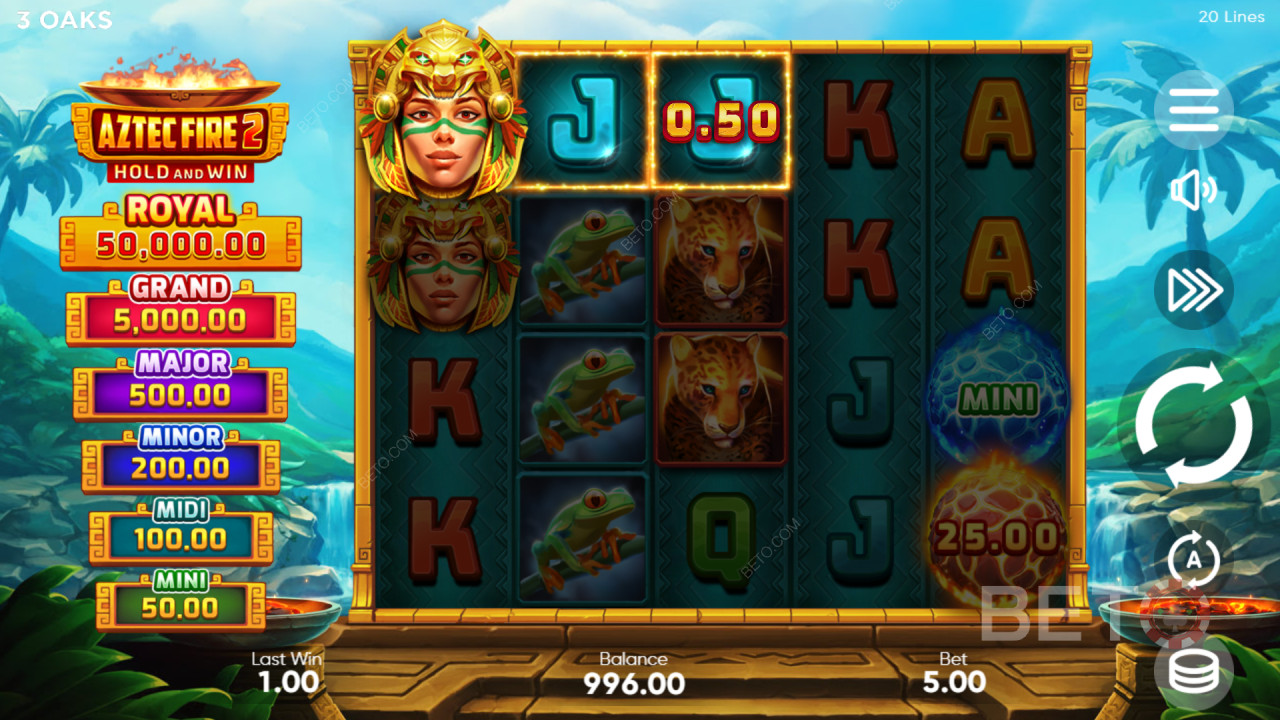 Cách chơi Aztec Fire 2 của 3 Oaks Gaming