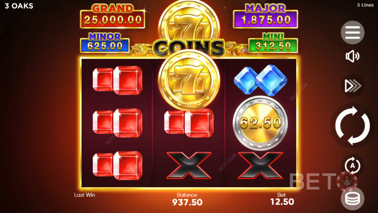 Thắng 6.000 lần tiền cược của bạn trong trò chơi máy đánh bạc video 777 Coins!