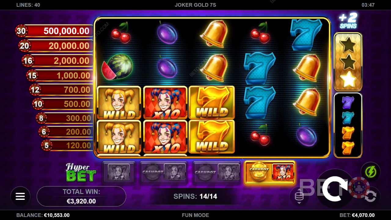 Thắng 50.000 lần tiền cược của bạn trong máy đánh bạc Joker Gold 7s!