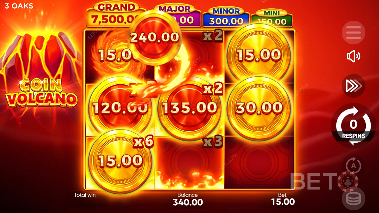 Cách chơi Coin Volcano của 3 Oaks Gaming