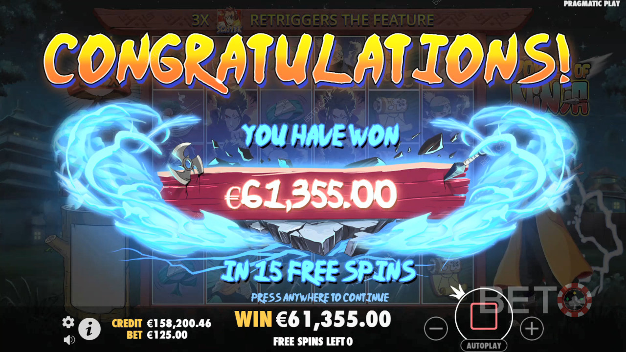Thắng 5.000 lần tiền cược của bạn trong trò chơi video slot Power of Ninja!
