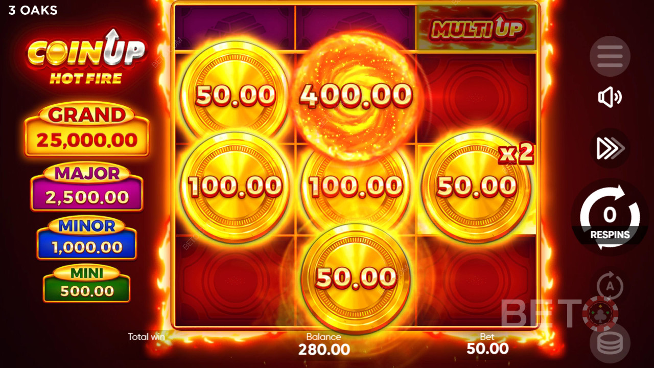 Cách chơi Coin Up: Hot Fire của 3 Oaks Gaming