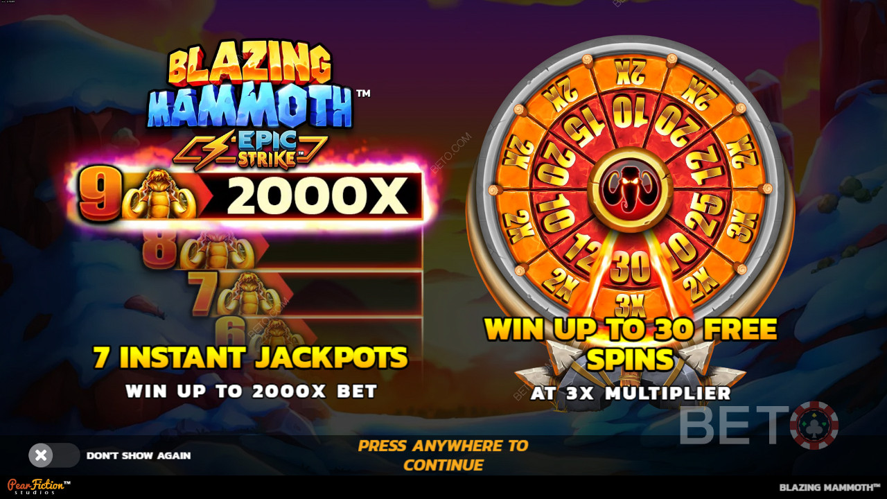 Kiếm tới 2.000 lần tiền cược của bạn trong máy đánh bạc Blazing Mammoth