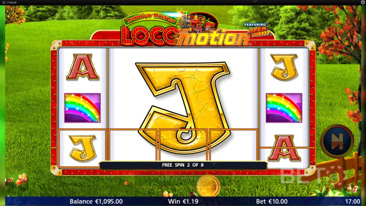 Thắng 1.037 lần tiền cược của bạn trong trò chơi đánh bạc trực tuyến Rainbow Riches Locomotion!