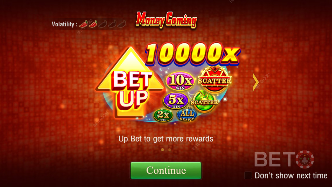 Thắng 10.000 lần tiền cược của bạn trong trò chơi đánh bạc Money Coming!