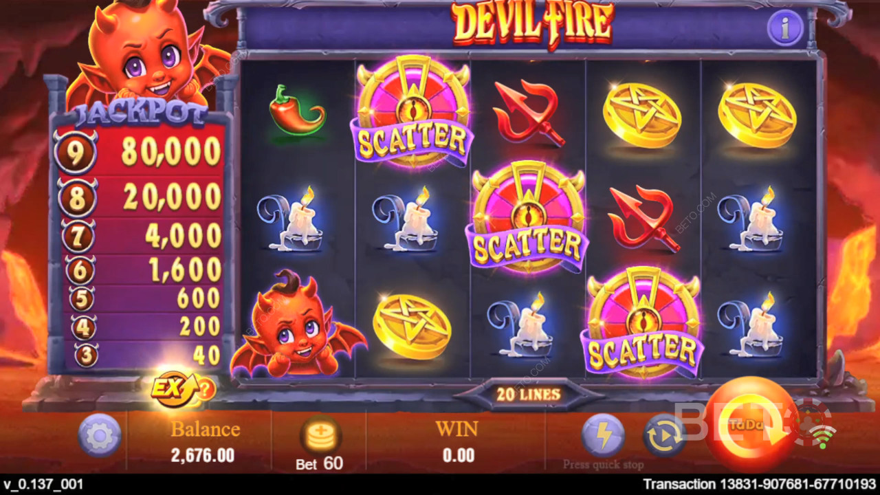 Giải thích về các tính năng thưởng trong Devil Fire của TaDa Gaming