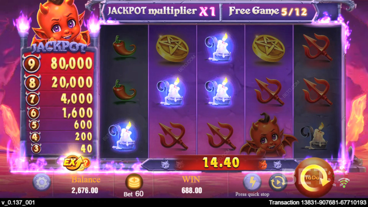 Thắng 10.000 lần tiền cược của bạn trong trò chơi đánh bạc trực tuyến Devil Fire!