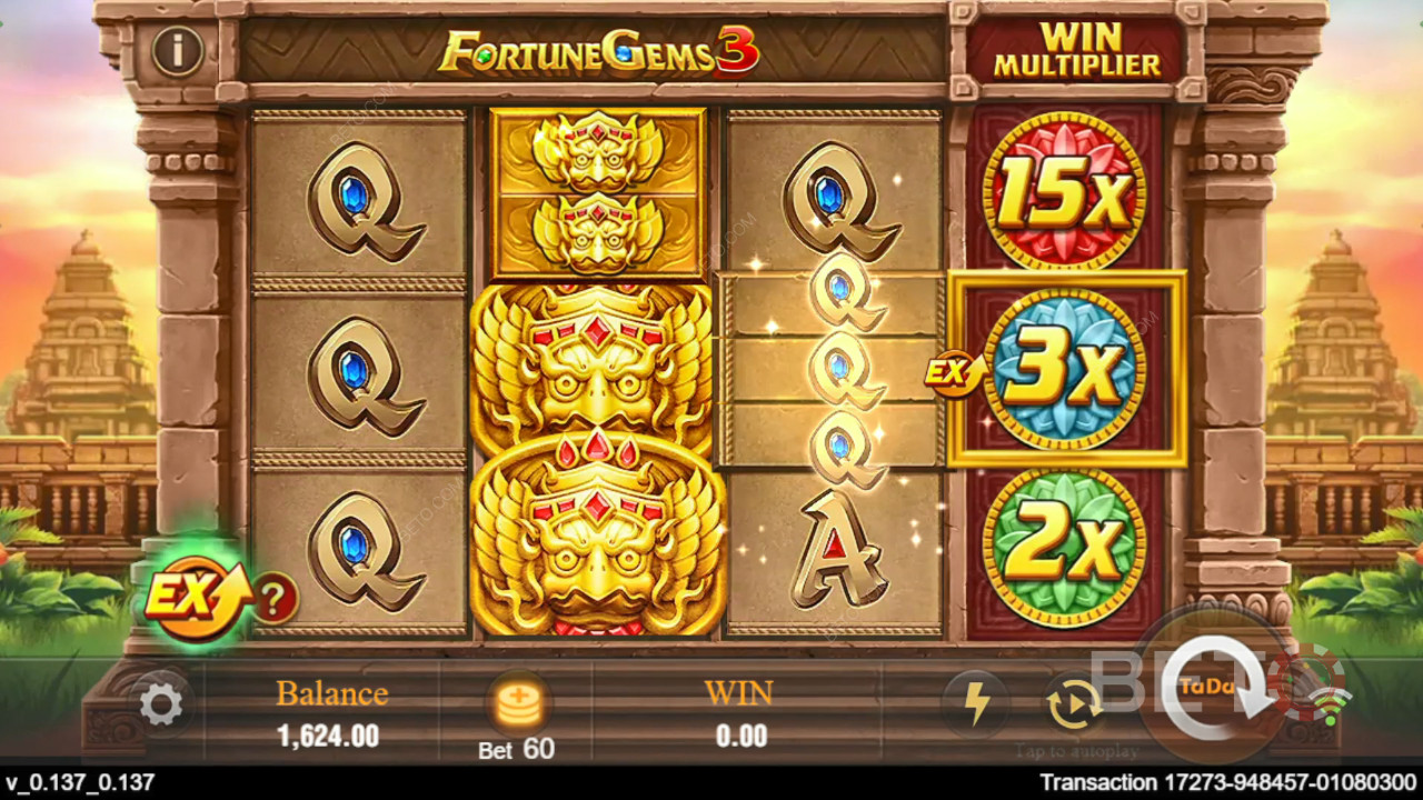 Giải thích về các tính năng thưởng trong Fortune Gems 3 của TaDa Gaming