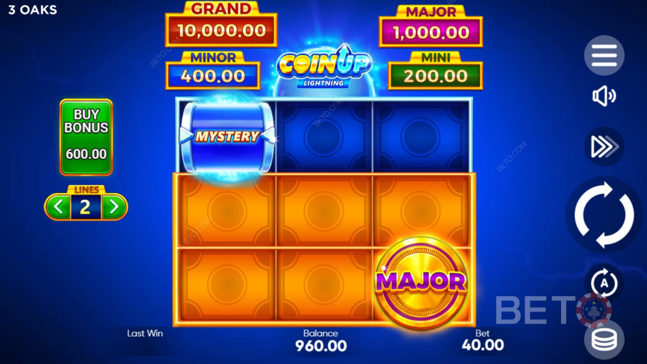Giải thích về các tính năng thưởng trong Coin Up: Lightning của 3 Oaks Gaming
