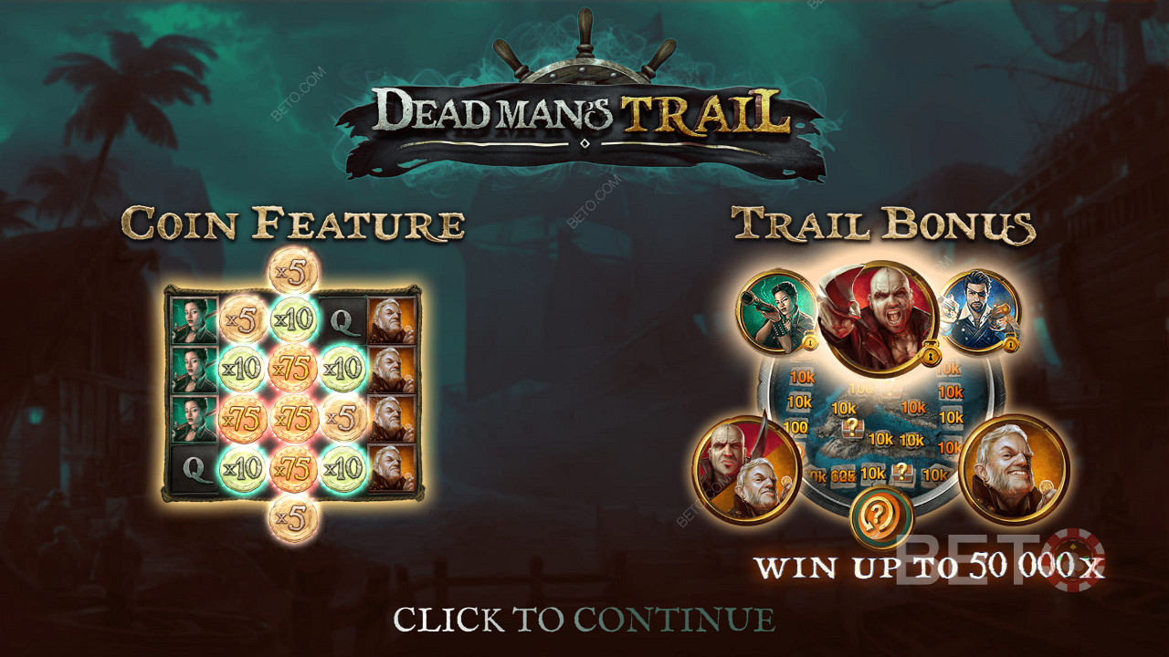 Tận hưởng Phần thưởng Trail và tính năng Tiền xu trong máy đánh bạc Dead Man