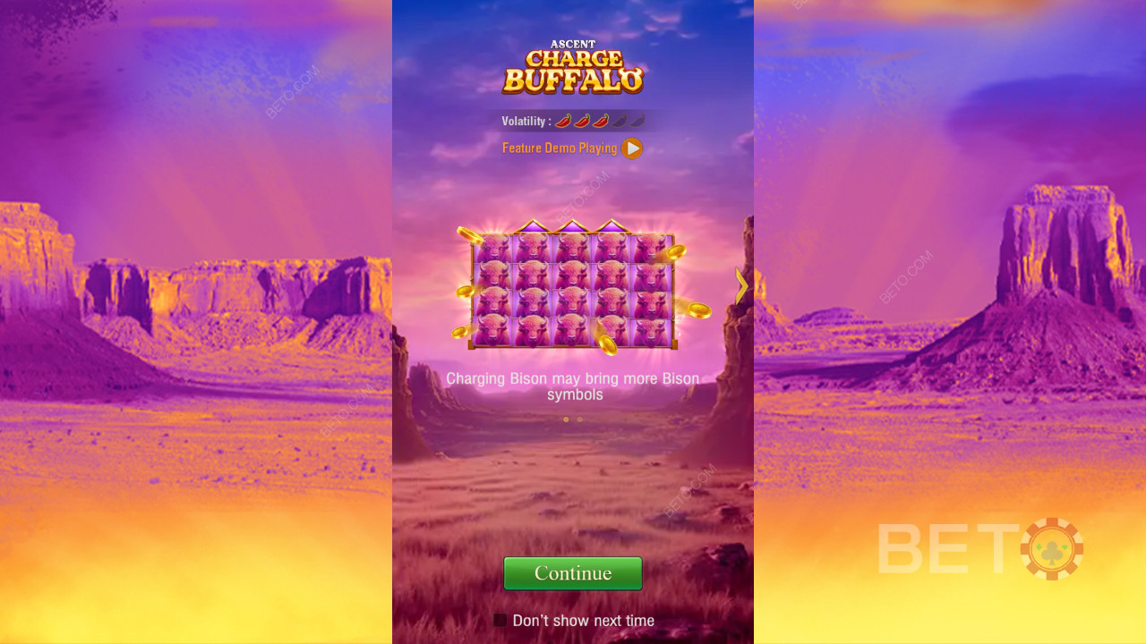 Giải thích về các tính năng thưởng trong Charge Buffalo-Ascent của TaDa Gaming