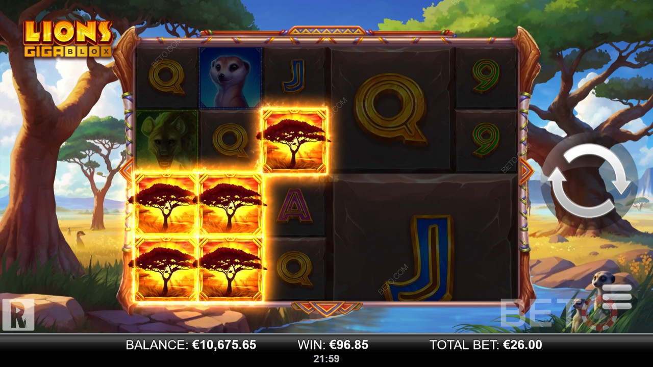 Đánh giá Lions GigaBlox của BETO Slots