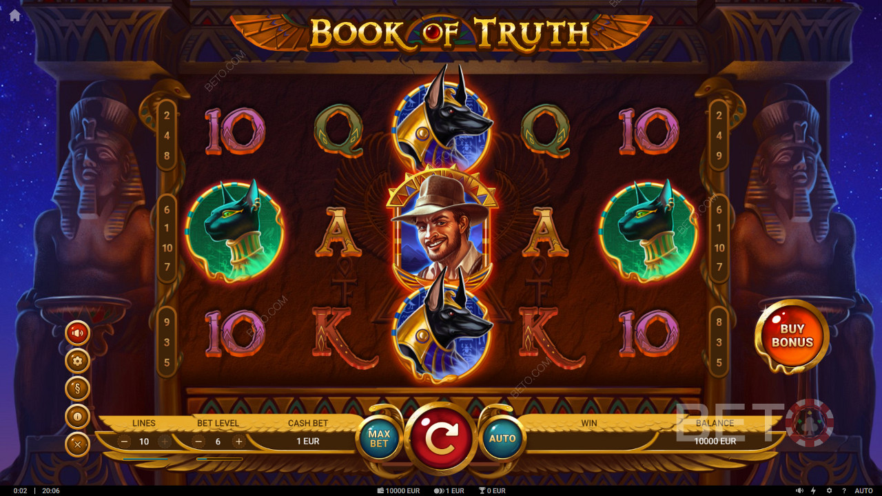 Khe video Book of Truth với hai loại Vòng quay miễn phí có biểu tượng Mở rộng