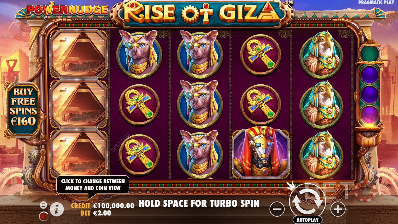 Trả 80 lần số tiền đặt cược của bạn và mua Vòng quay miễn phí trong máy đánh bạc Rise of Giza PowerNudge
