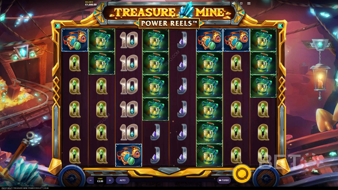 Tận hưởng chủ đề và đồ họa tuyệt vời trong trò chơi trực tuyến Treasure Mine Power Reels