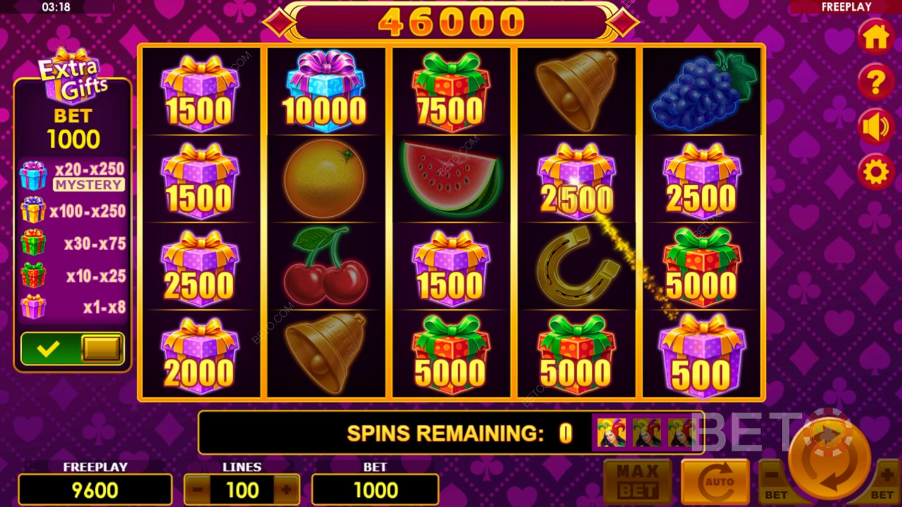 Giải thích về các tính năng thưởng trong Lucky Joker 100 Extra Gifts của Amatic Industries