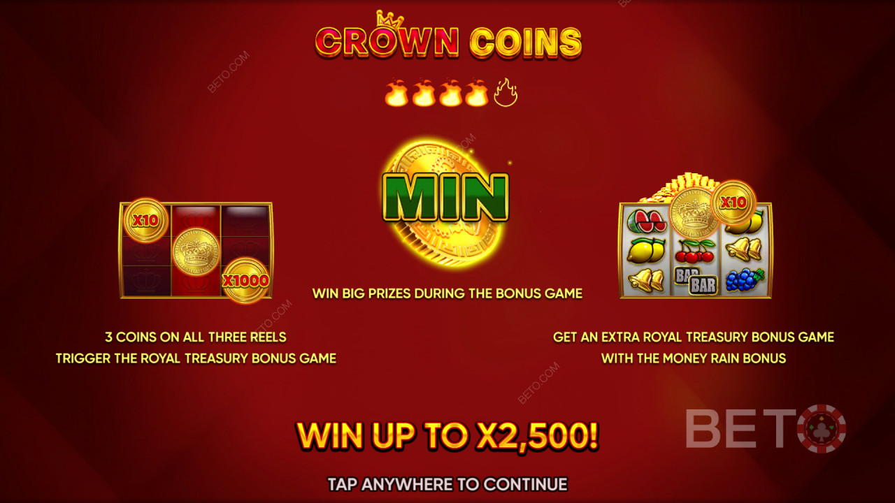 Các tính năng thưởng được giải thích trong Crown Coins của Endorphina
