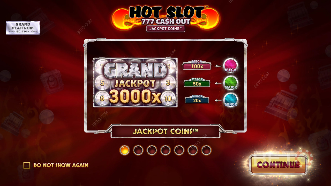 Giải thích về các tính năng thưởng trong Hot Slot: 777 Cash Out Grand Platinum Edition của Wazdan