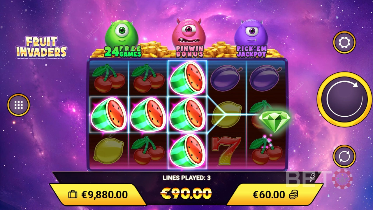 Đánh giá Fruit Invaders của BETO Slots
