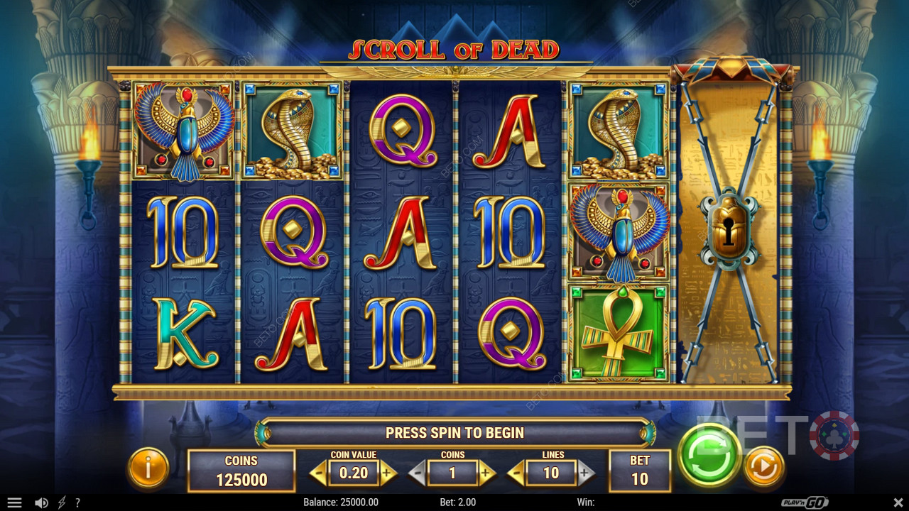 The Scroll of Dead là phiên bản mới nhất của loạt trò chơi đánh bạc "Dead", dựa trên Ai Cập cổ đại