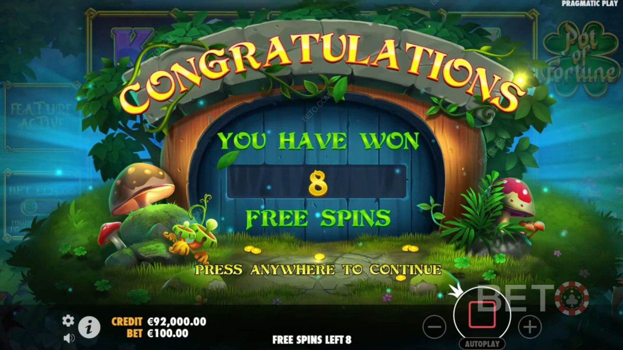 Các tính năng thưởng được giải thích trong Pot of Fortune của Pragmatic Play