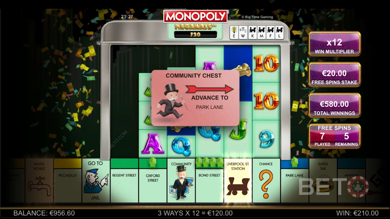 Các tính năng tiền thưởng lấy cảm hứng từ chủ đề của Monopoly Megaways