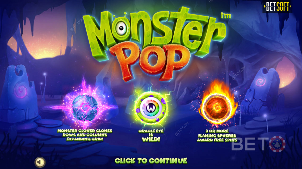 Tận hưởng các Tính năng tiền thưởng sáng tạo trong khe video Monster Pop