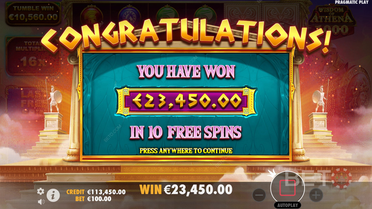 Thắng 10.000 lần tiền cược của bạn trong trò chơi slot Wisdom of Athena 1000!