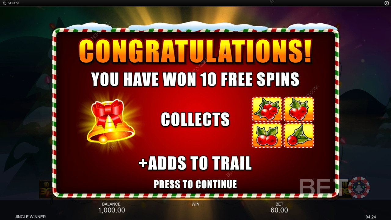Giải thích về các tính năng thưởng trong Jingle Winner của Inspired Gaming