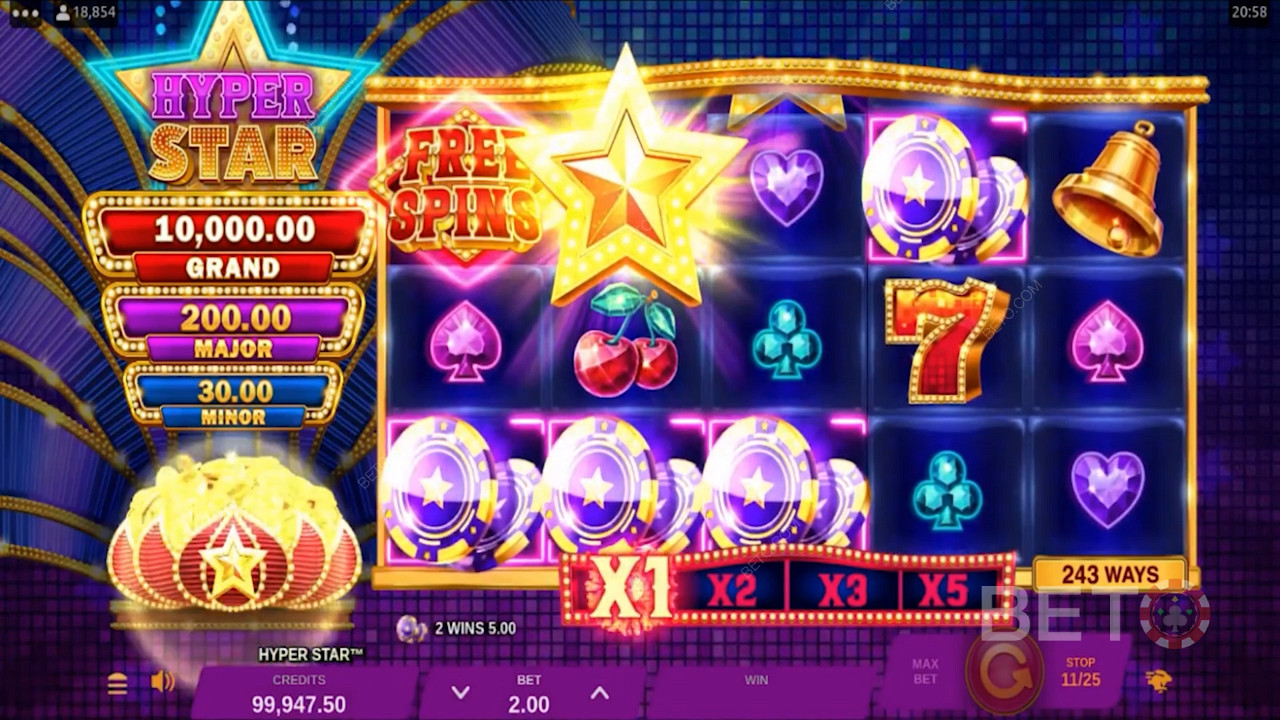 3 Giải Jackpot được hiển thị ở bên trái màn hình trong suốt quá trình chơi trò chơi
