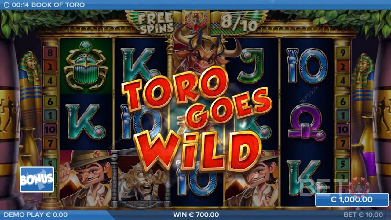 Tận hưởng tính năng Toro Goes Wild cổ điển được thấy trong các khe Toro khác